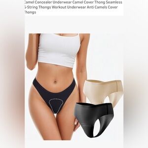 Women’s 2 pack sports thongs. NWT. Size M. One black. One beige.